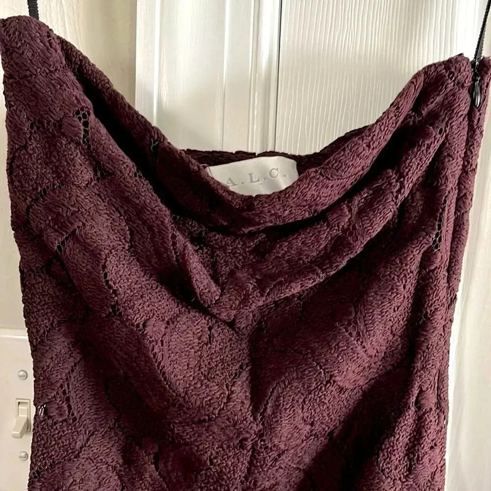 A.L.C. Brown Lace Ruched Strapless Dress Size 2. New